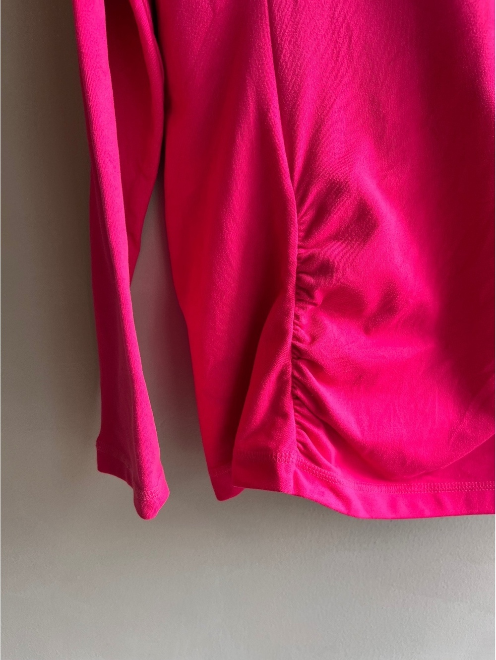 Athleta Long Sleeve Ruched Athletic Turtleneck Top Electric Pink Large - Picture 5 of 9